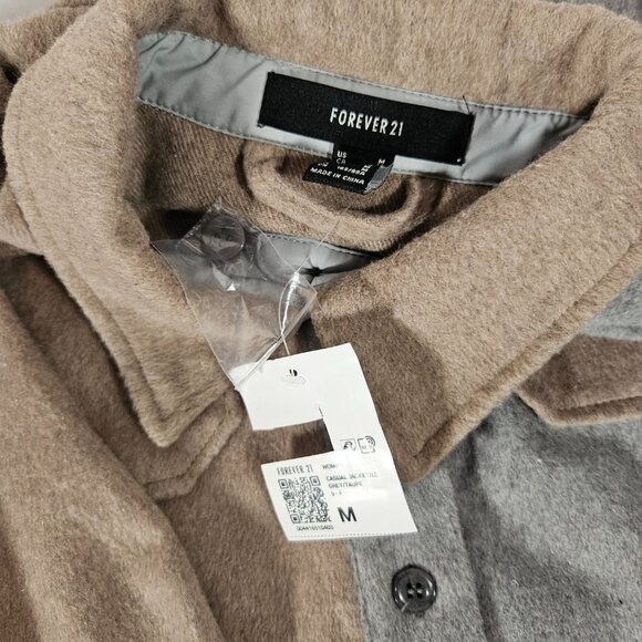 Forever 21 Casual Jacket Grey Taupe Shacket Women's Size Medium Premium Label - Picture 4 of 6
